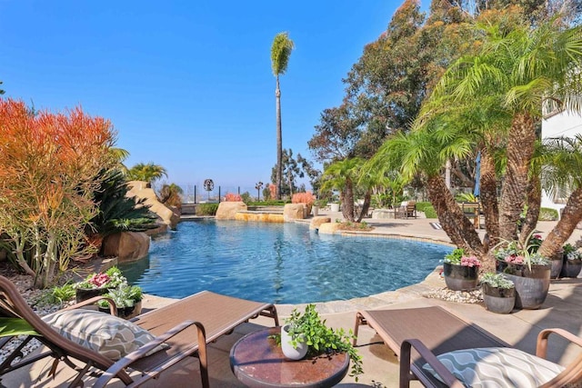 pool with a patio area