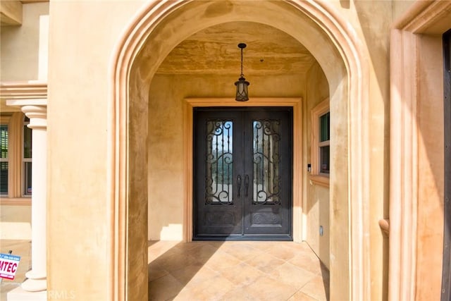 property entrance with french doors