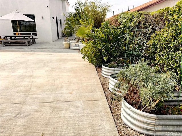 view of patio with a vegetable garden