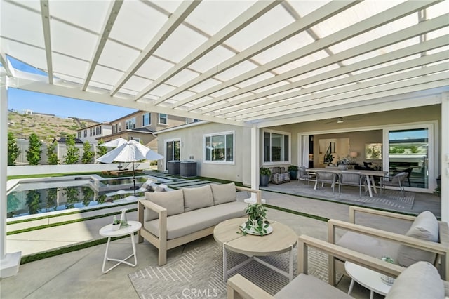 view of patio featuring outdoor dining area and an outdoor hangout area