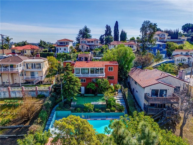 drone / aerial view with a residential view