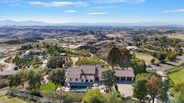 bird's eye view with a mountain view