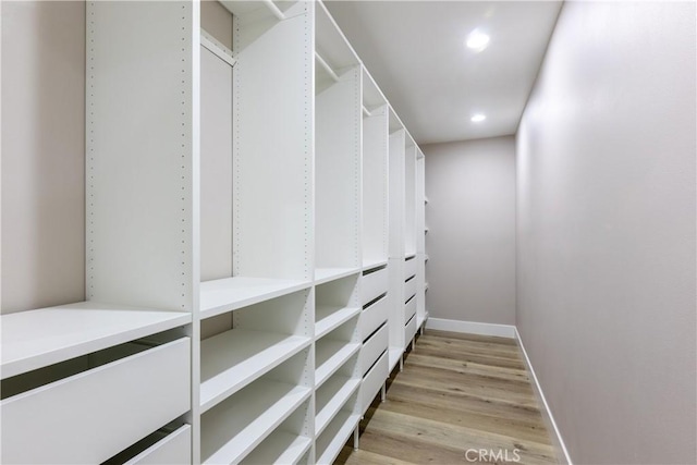 spacious closet with light wood finished floors