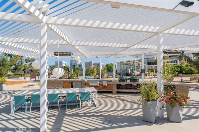 view of patio with a pergola