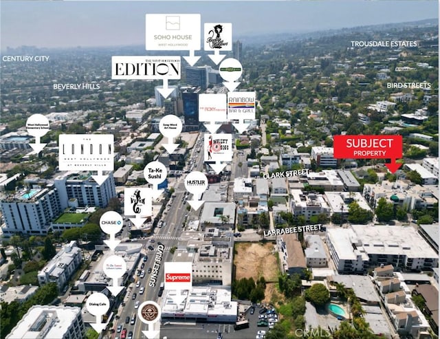 1204 N Clark St, West Hollywood, CA 90069 - aerial view featuring a city view