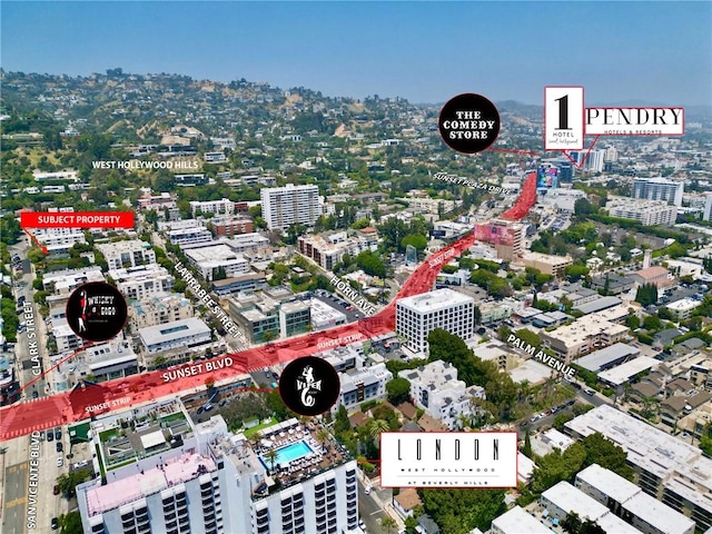 1204 N Clark St, West Hollywood, CA 90069 - aerial view with a view of city