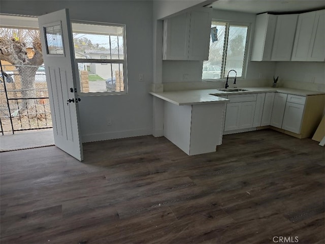 kitchen with a sink, white cabinetry, and a healthy amount of sunlight