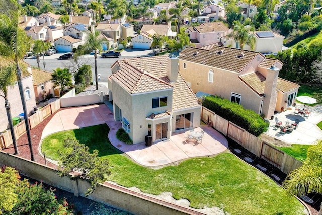 bird's eye view with a residential view