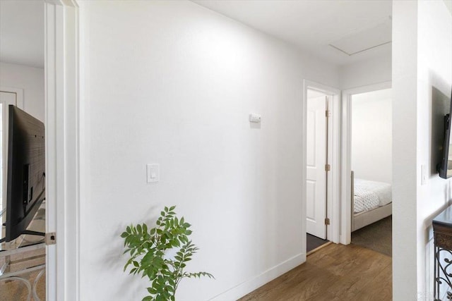 3735 Budd St, San Diego, CA 92111 - corridor with baseboards and wood finished floors