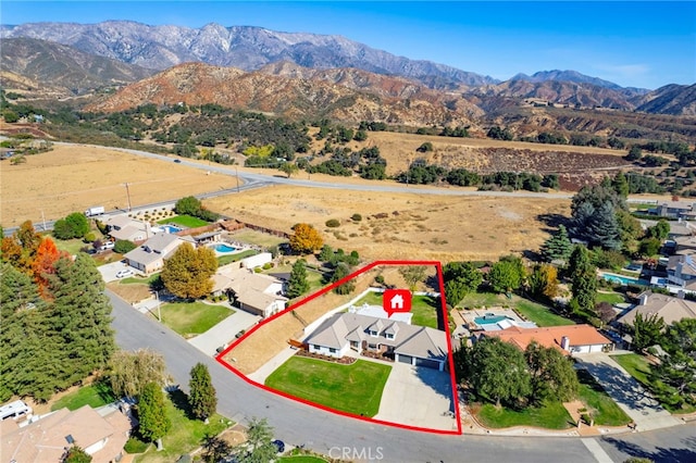 aerial view featuring a mountain view