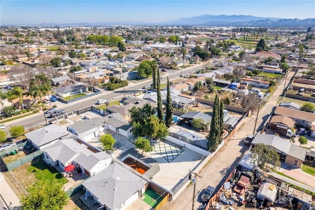 aerial view with a residential view and a mountain view