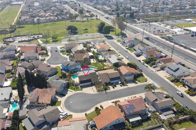 drone / aerial view with a residential view