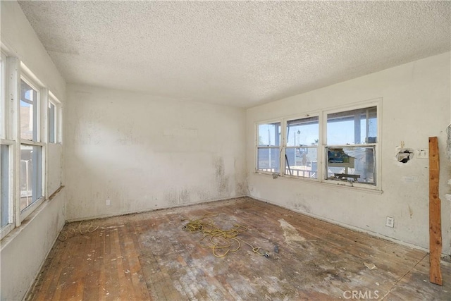 unfurnished room with a wealth of natural light and a textured ceiling