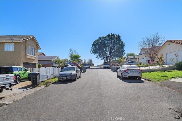 view of road with a residential view