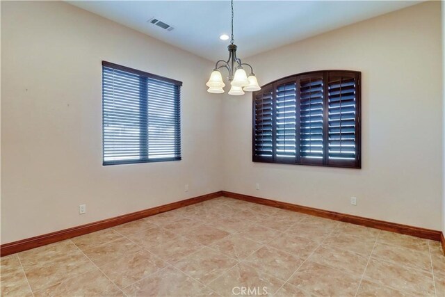 41215 Avenida De Los Posas, Murrieta, CA 92562 - empty room featuring an inviting chandelier, baseboards, and visible vents