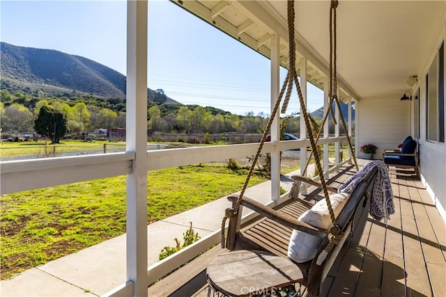 deck featuring a mountain view