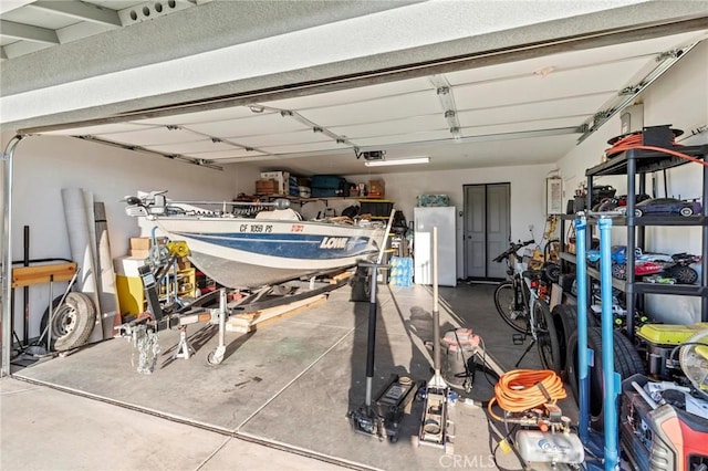 garage with refrigerator