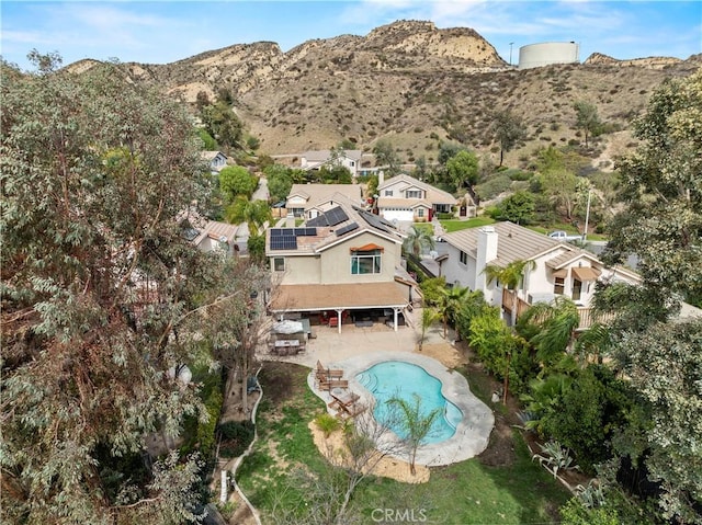 aerial view with a residential view and a mountain view