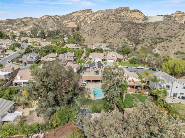 aerial view with a residential view and a mountain view