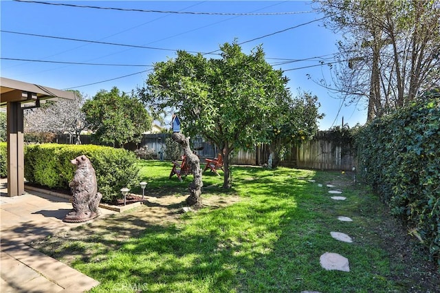 view of yard featuring a fenced backyard