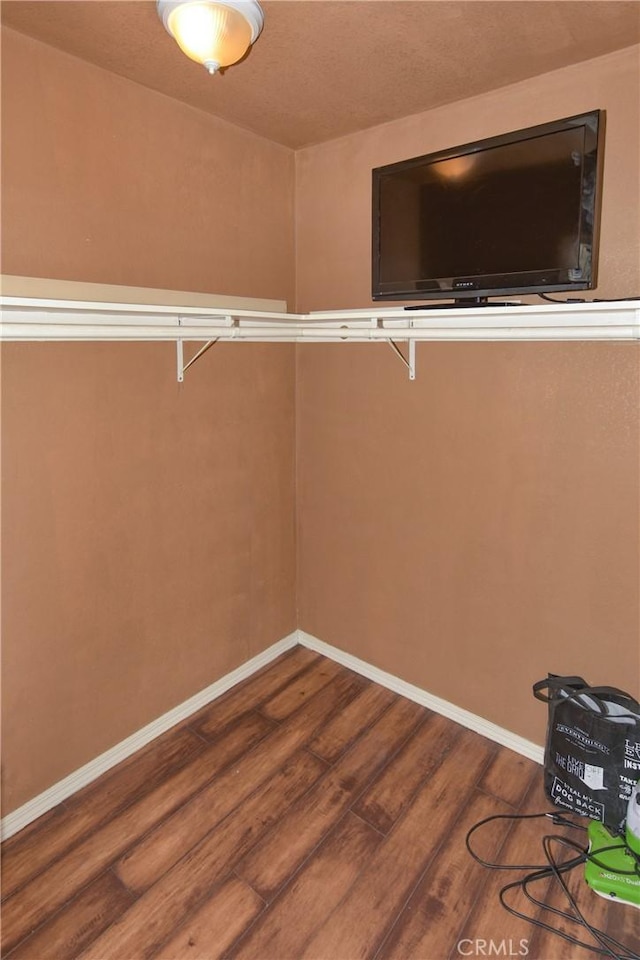 spacious closet with dark wood-type flooring