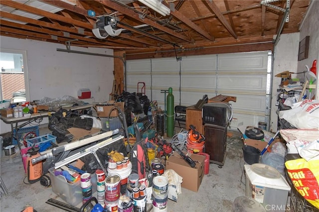 garage with a garage door opener