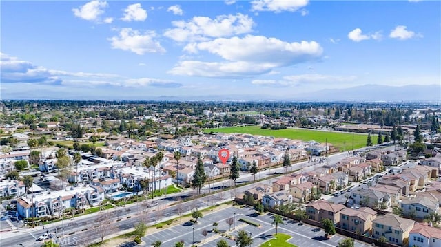 aerial view featuring a residential view and a mountain view