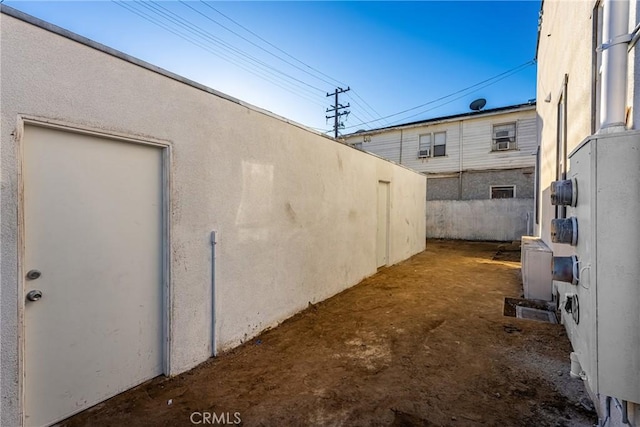 view of home's exterior with stucco siding