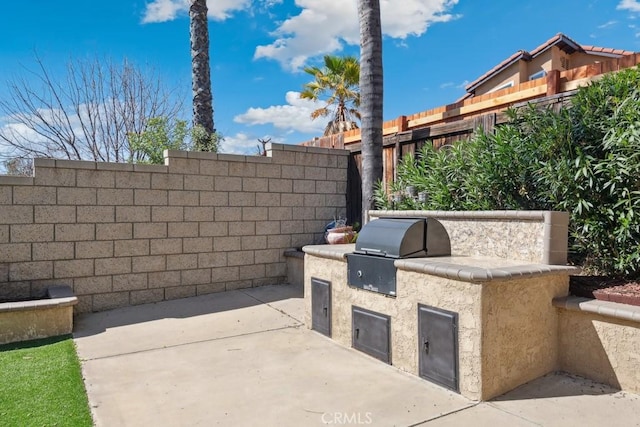 view of patio / terrace featuring fence and area for grilling