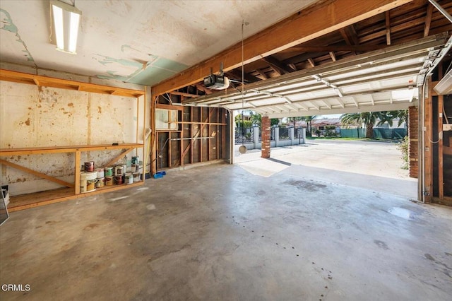 garage with a garage door opener