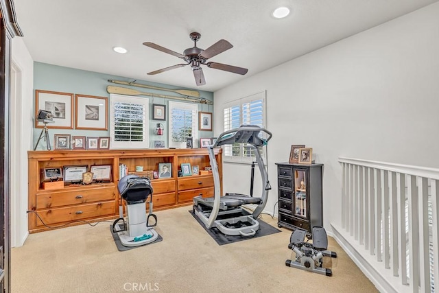 5 Ash Hollow Trl, Ladera Ranch, CA 92694 - exercise room with carpet floors, ceiling fan, and recessed lighting