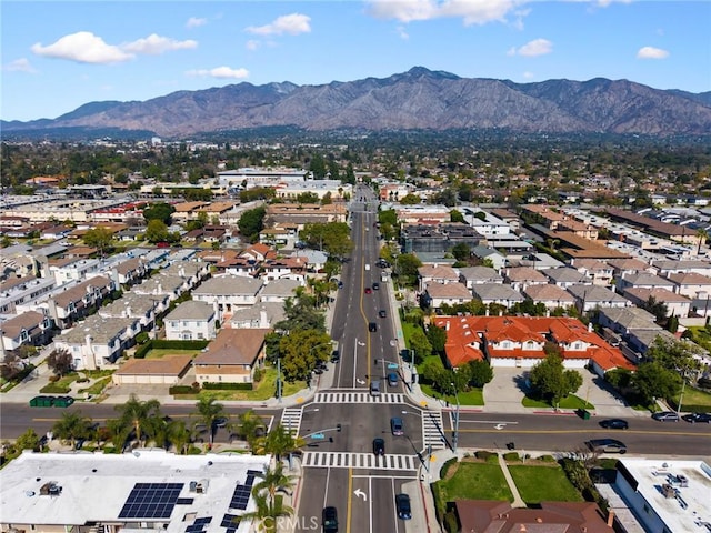 aerial view featuring a residential view and a mountain view