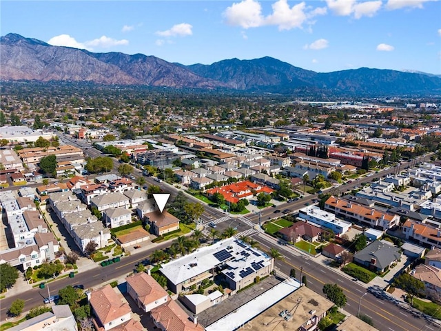 birds eye view of property featuring a residential view and a mountain view