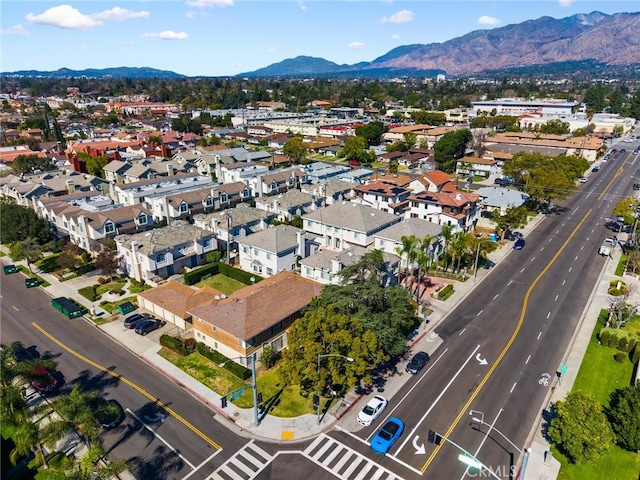 aerial view featuring a residential view and a mountain view