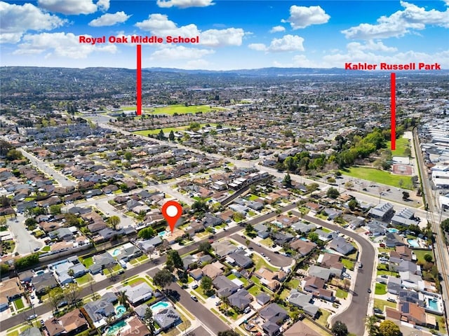 birds eye view of property featuring a residential view