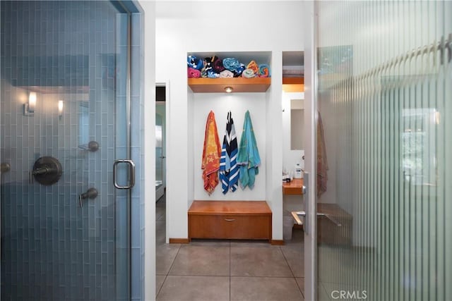 mudroom featuring tile patterned flooring