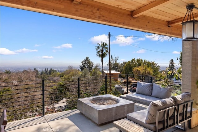 view of patio / terrace with outdoor lounge area and a balcony