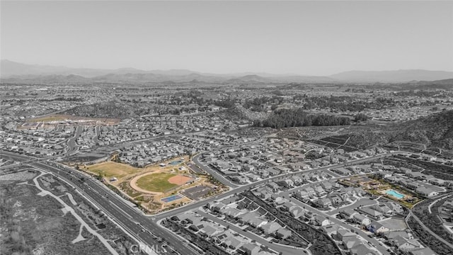 bird's eye view with a mountain view