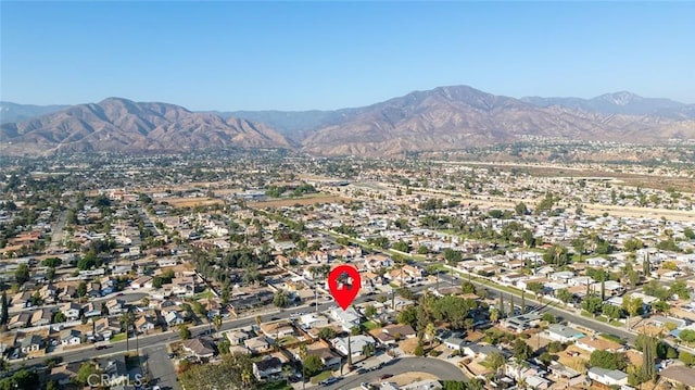 aerial view featuring a residential view and a mountain view