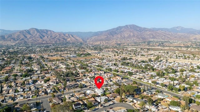 27447 Cypress St, Highland, CA 92346 - aerial overview of property's location with mountains and nearby suburban area