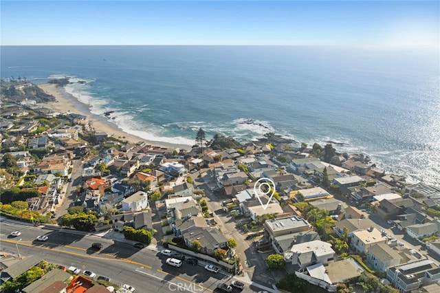 birds eye view of property featuring a water view and a residential view