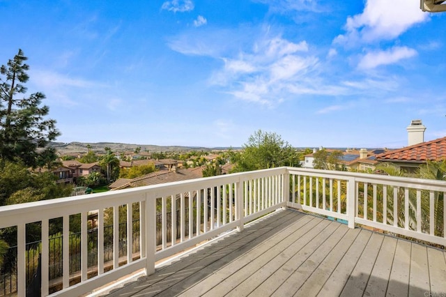 deck with a residential view