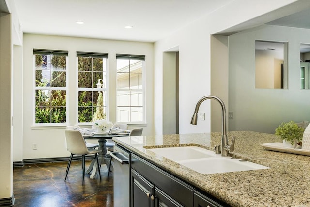 3518 Camino Cereza, Carlsbad, CA 92009 - kitchen with a sink, plenty of natural light, light stone countertops, and recessed lighting