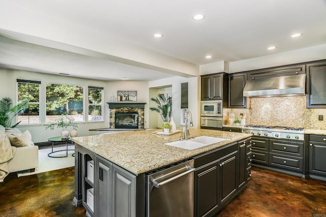 3518 Camino Cereza, Carlsbad, CA 92009 - kitchen featuring a sink, finished concrete floors, open floor plan, stainless steel appliances, and recessed lighting