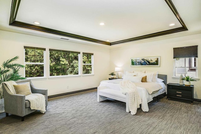 3518 Camino Cereza, Carlsbad, CA 92009 - bedroom featuring a raised ceiling, crown molding, and recessed lighting