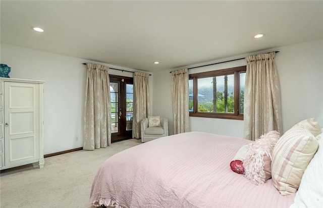 420 Inverness Dr, La Canada Flintridge, CA 91011 - carpeted bedroom featuring french doors, recessed lighting, multiple windows, and access to exterior