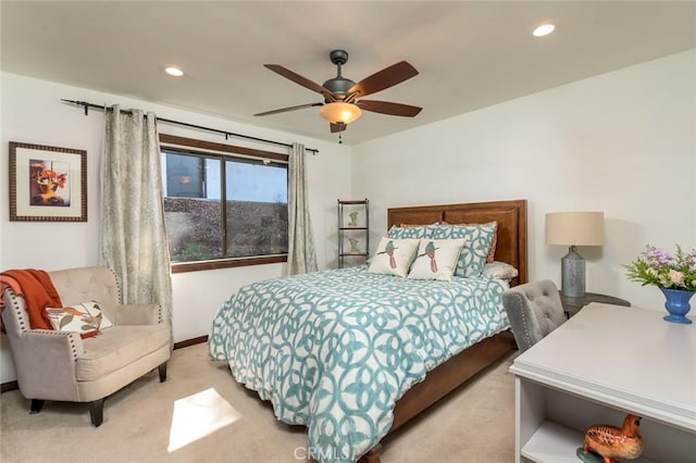 420 Inverness Dr, La Canada Flintridge, CA 91011 - carpeted bedroom featuring recessed lighting, a ceiling fan, and baseboards