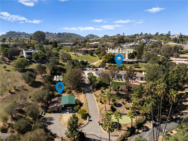 aerial view with a mountain view