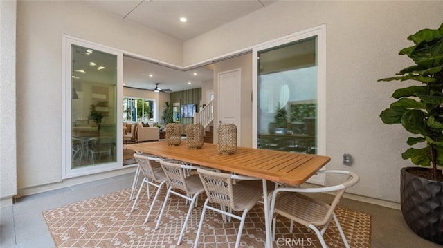 dining room featuring recessed lighting