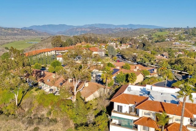 aerial view featuring a residential view and a mountain view